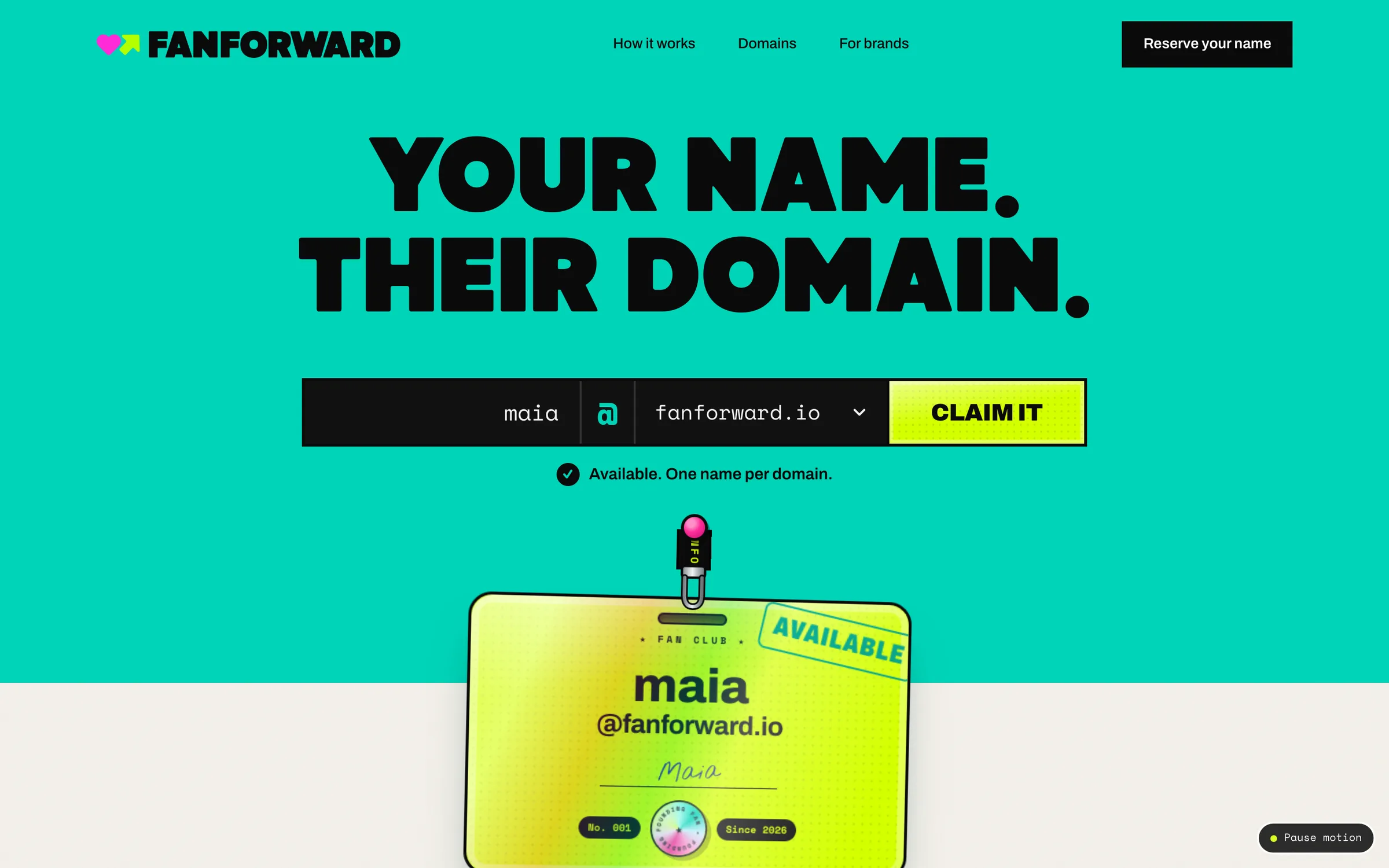 FanForward homepage