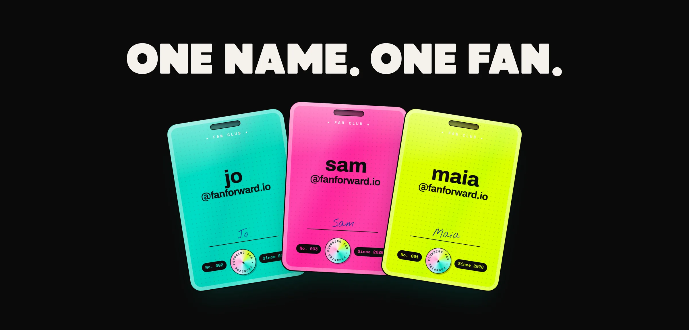 Three FanForward fan pass cards