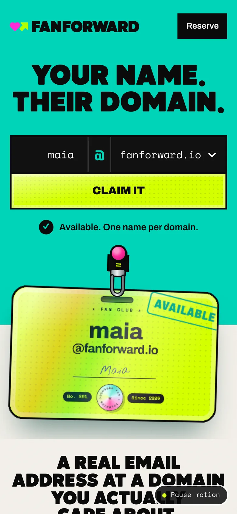FanForward homepage on a phone