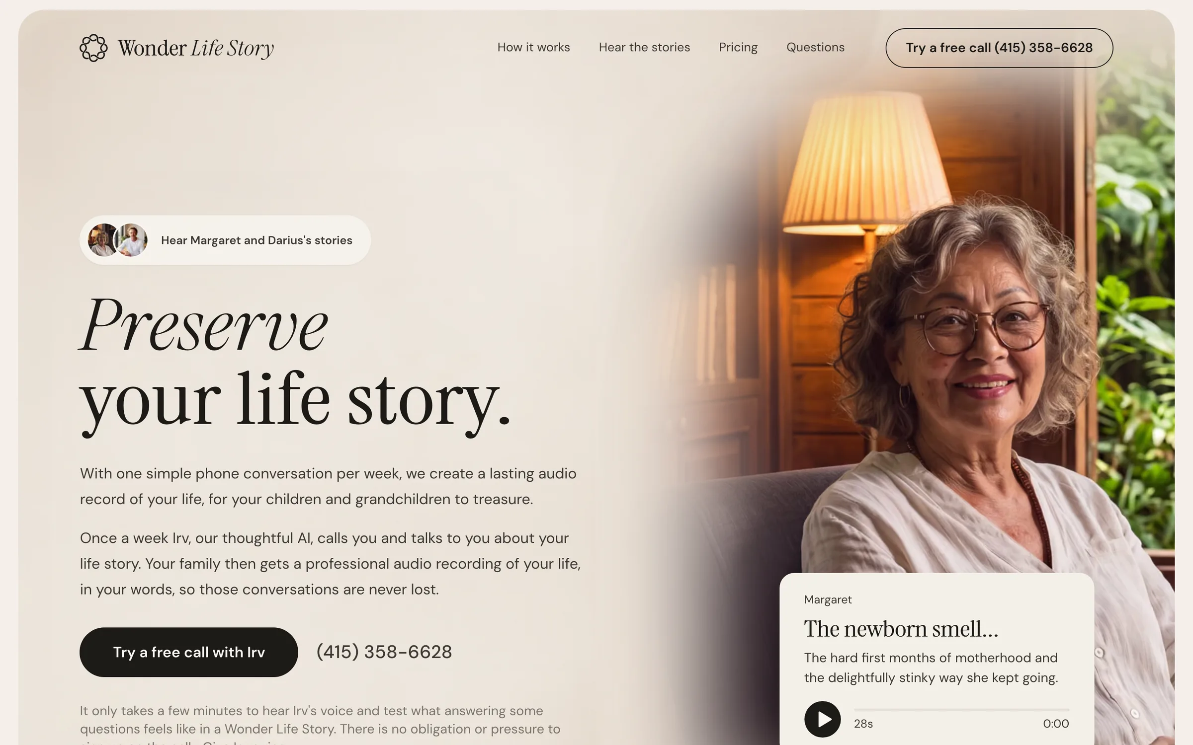 Wonder Life Story homepage